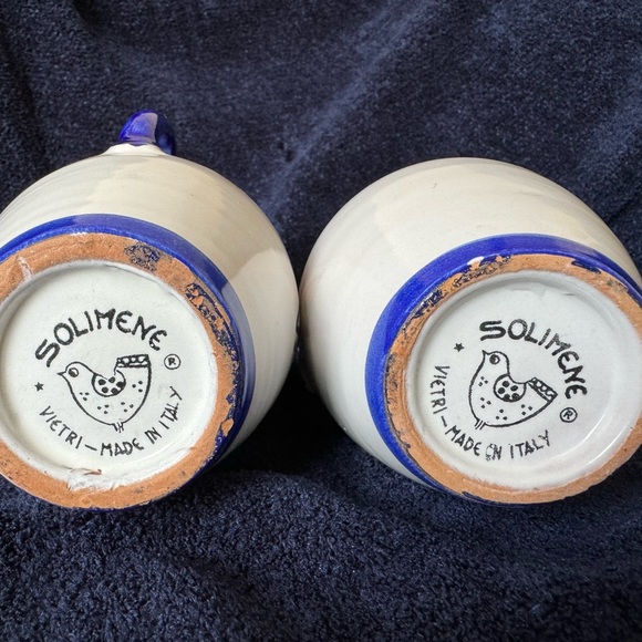 Solimene Vietri Italy Campagna Pesce Fish patterns, blue oil, and vinegar set - Picture 2 of 5